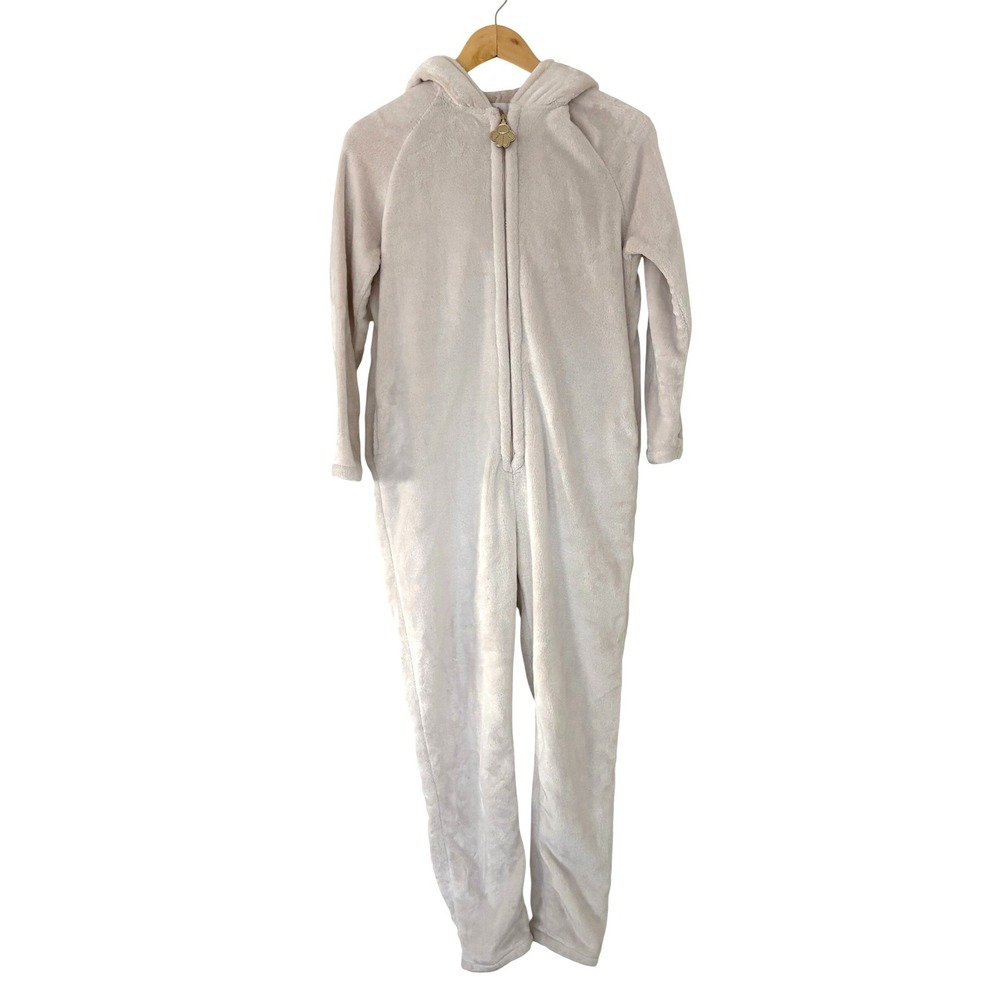 Etam Lion Fleece Union Suit Onesie Cream Hooded Pajamas‎ Small